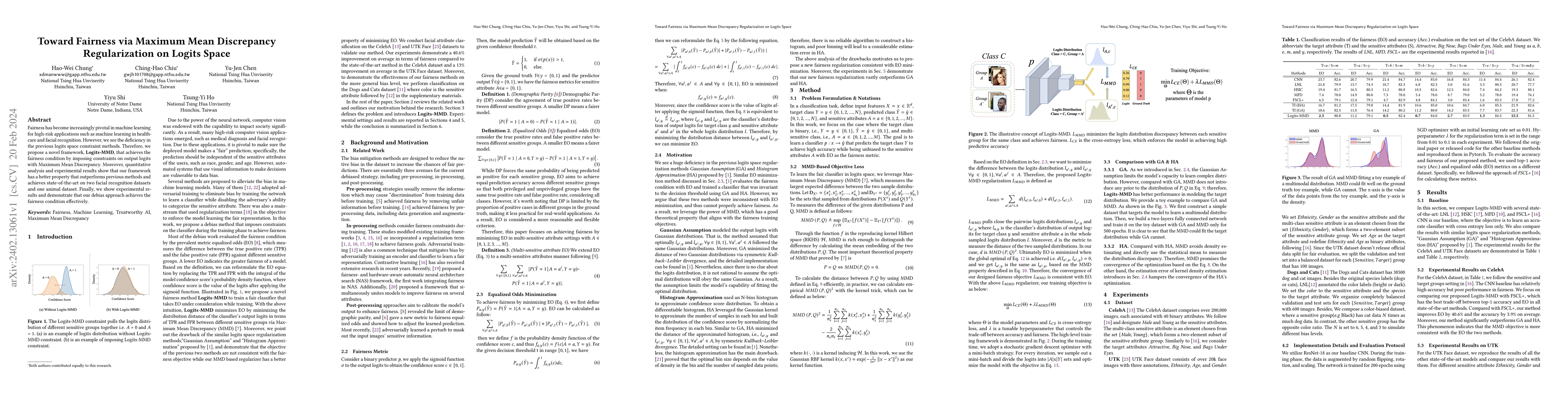 Thumbnail for Toward Fairness via Maximum Mean Discrepancy Regularization on Logits
  Space