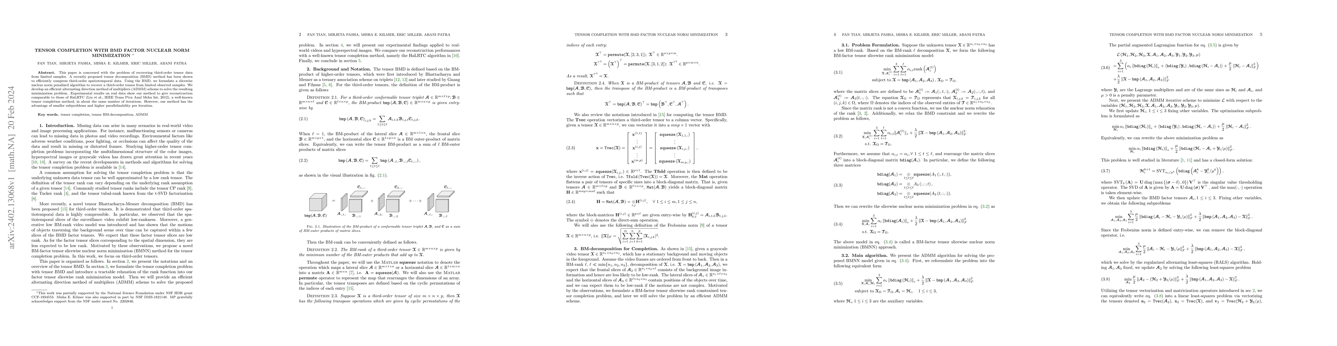 Thumbnail for Tensor Completion with BMD Factor Nuclear Norm Minimization