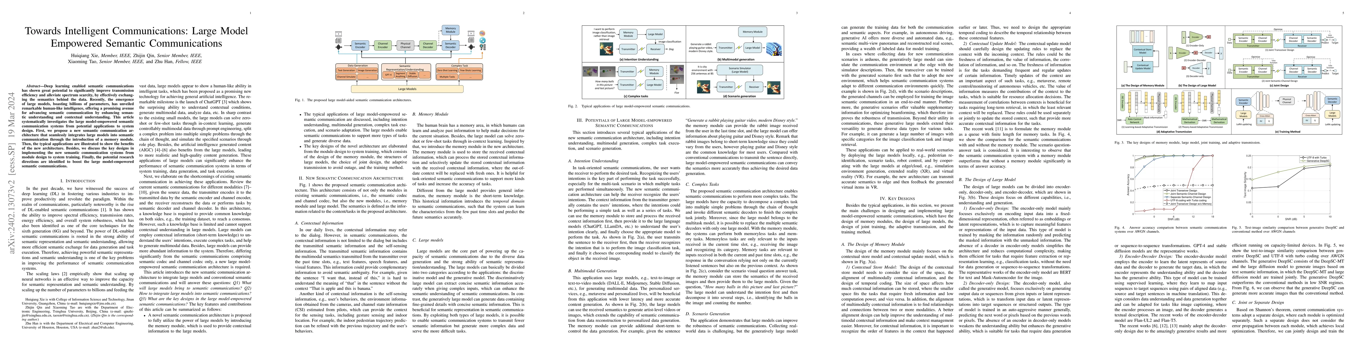 Thumbnail for Towards Intelligent Communications: Large Model Empowered Semantic
  Communications