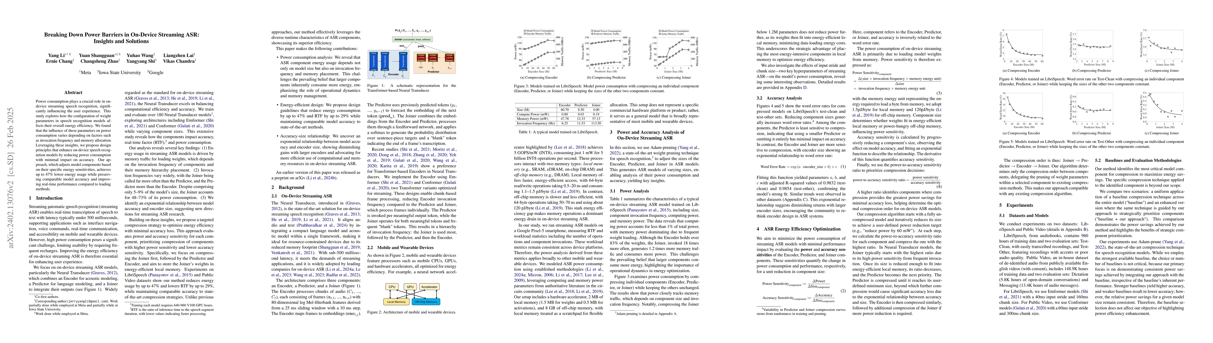 Thumbnail for Not All Weights Are Created Equal: Enhancing Energy Efficiency in
  On-Device Streaming Speech Recognition
