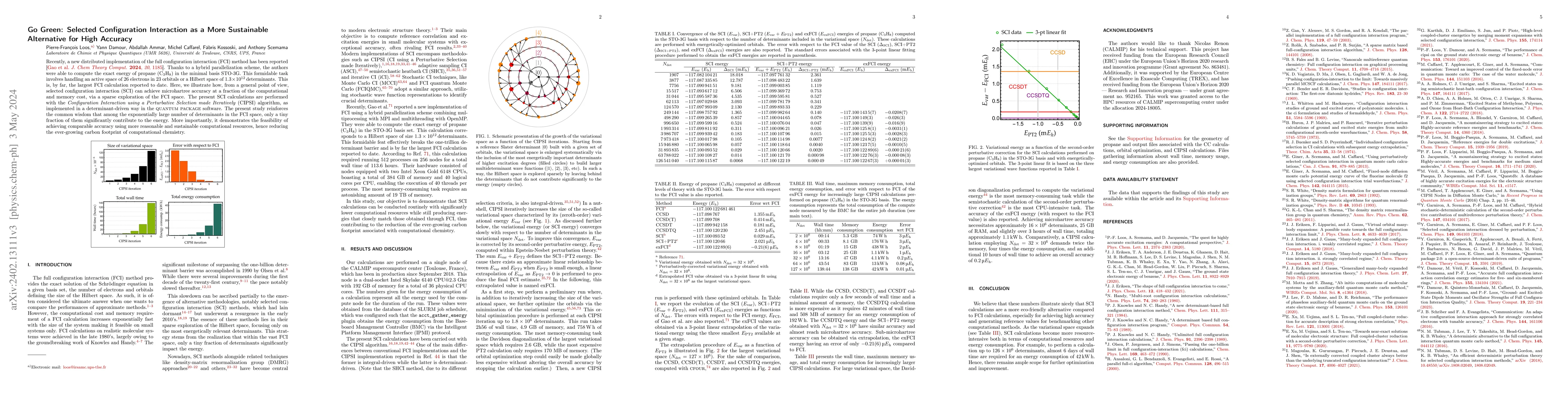 Thumbnail for Go Green: Selected Configuration Interaction as a More Sustainable
  Alternative for High Accuracy