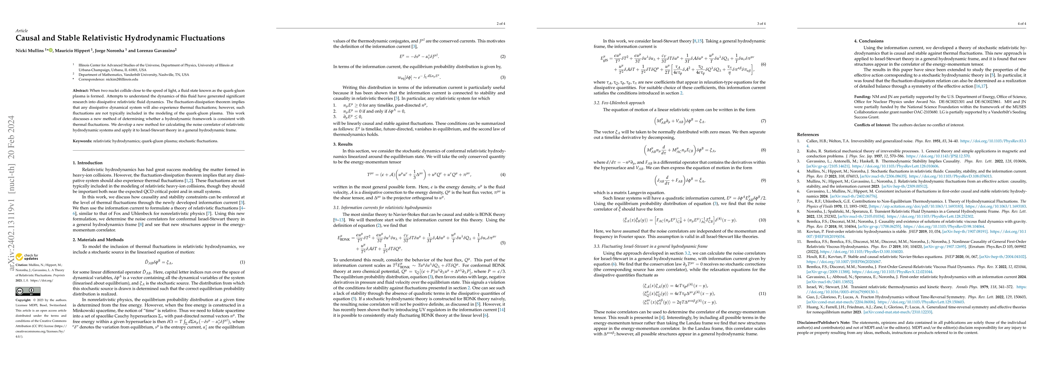 Thumbnail for Causal and Stable Relativistic Hydrodynamic Fluctuations