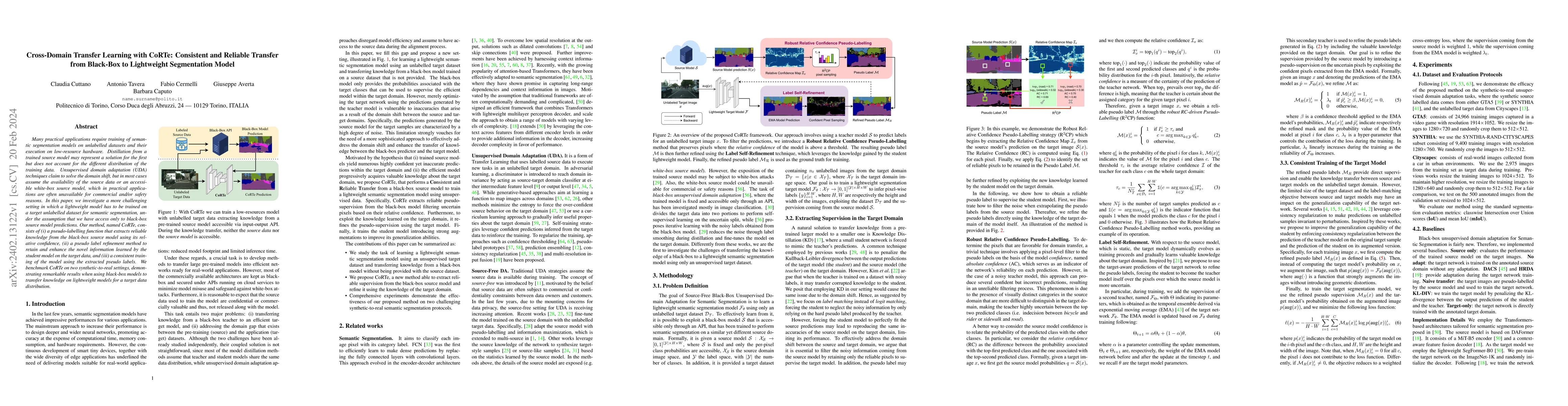 Thumbnail for Cross-Domain Transfer Learning with CoRTe: Consistent and Reliable
  Transfer from Black-Box to Lightweight Segmentation Model
