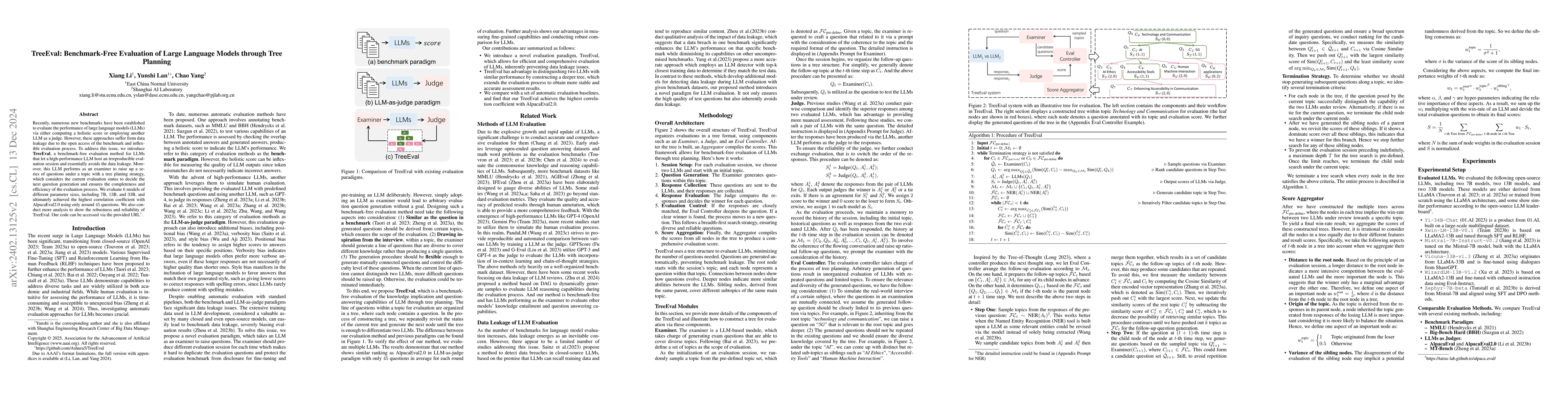 Thumbnail for TreeEval: Benchmark-Free Evaluation of Large Language Models through
  Tree Planning