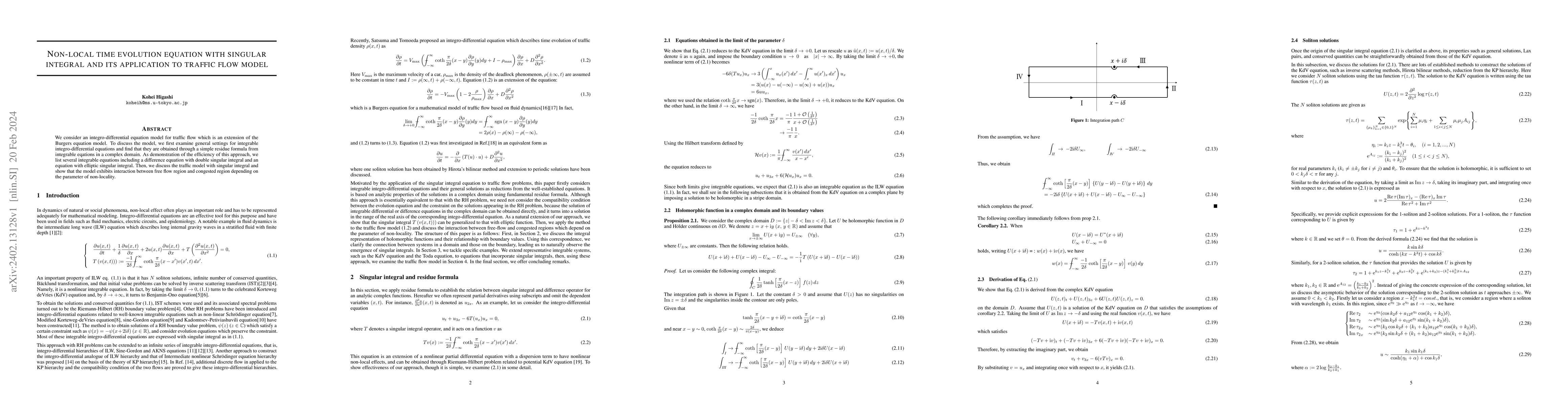 Thumbnail for Non-local time evolution equation with singular integral and its
  application to traffic flow model