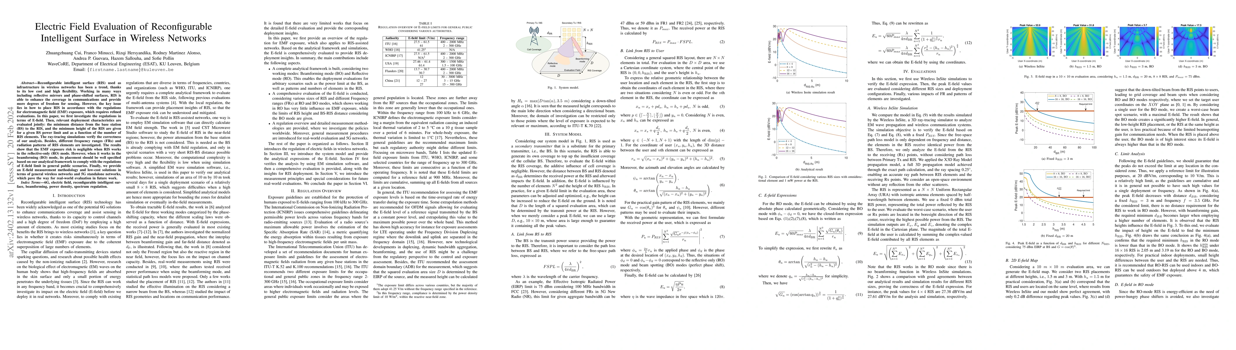 Thumbnail for Electric Field Evaluation of Reconfigurable Intelligent Surface in
  Wireless Networks