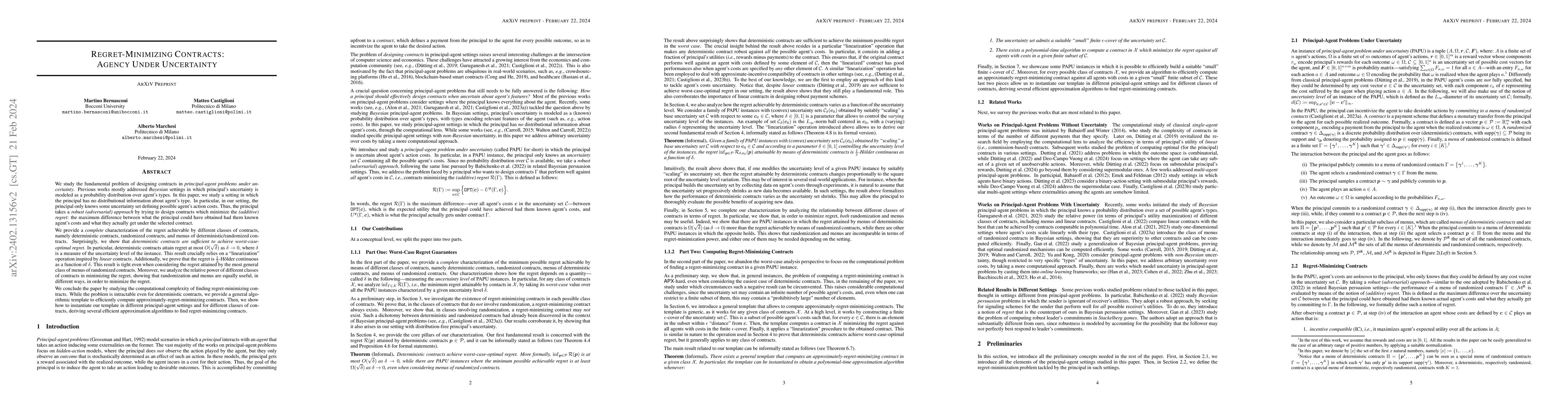 Thumbnail for Regret-Minimizing Contracts: Agency Under Uncertainty