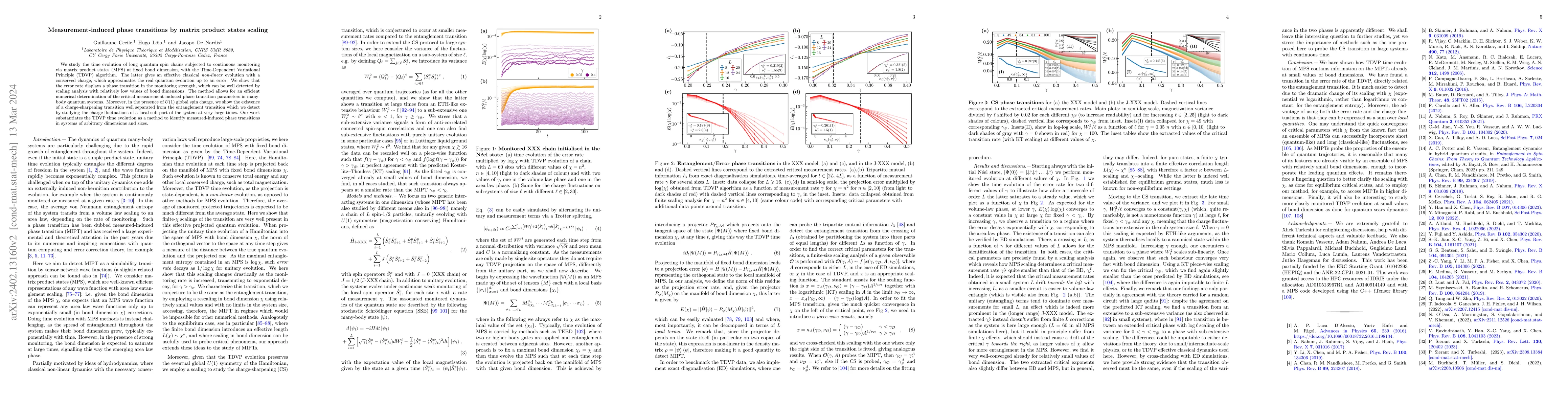 Thumbnail for Measurement-induced phase transitions by matrix product states scaling