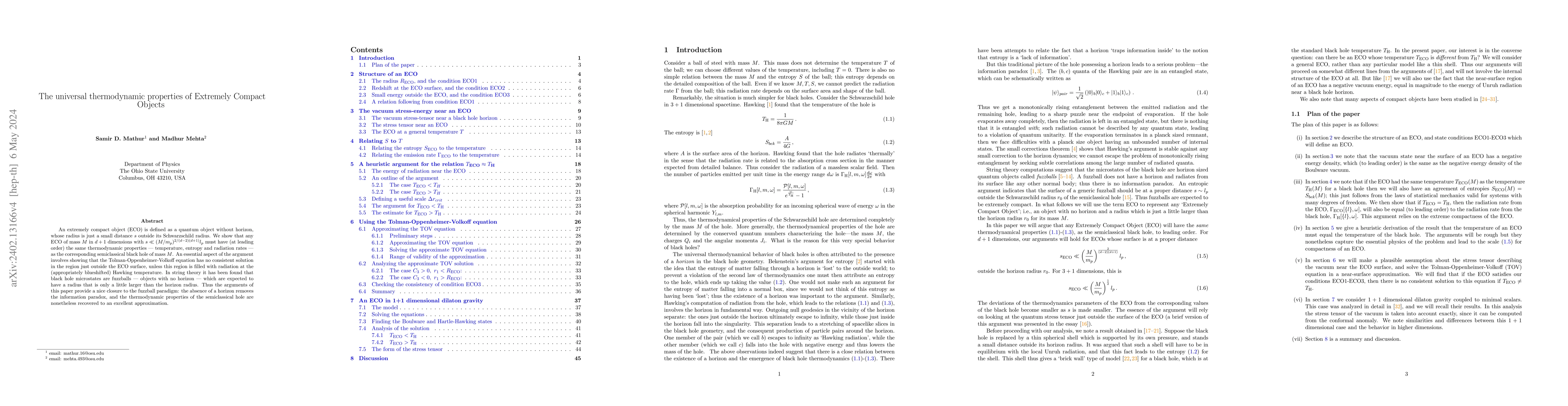 Thumbnail for The universal thermodynamic properties of Extremely Compact Objects