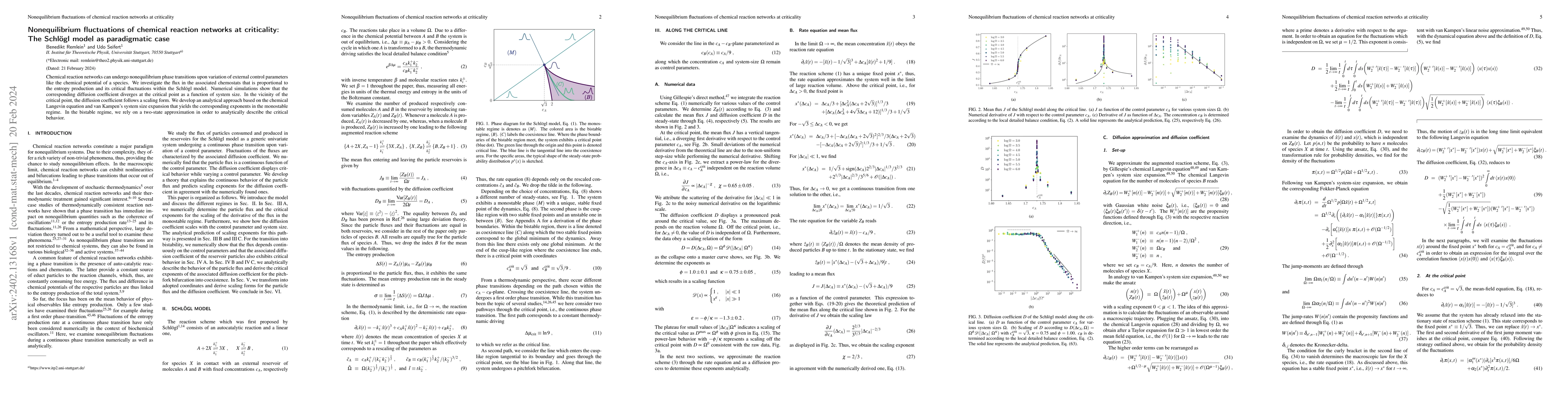 Thumbnail for Nonequilibrium fluctuations of chemical reaction networks at
  criticality: The Schl\"ogl model as paradigmatic case