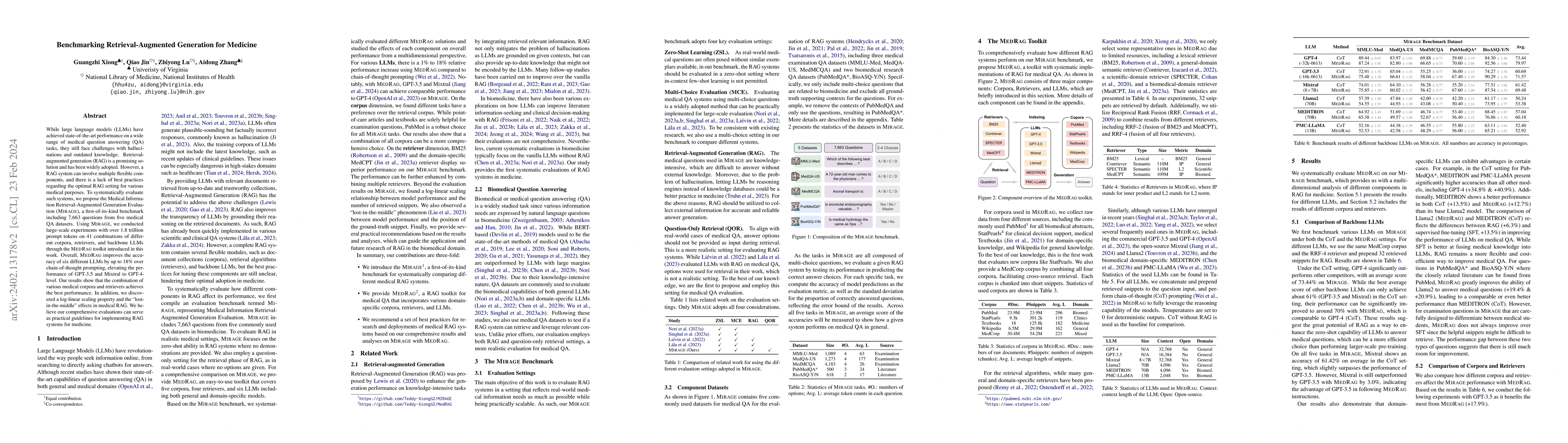 Thumbnail for Benchmarking Retrieval-Augmented Generation for Medicine
