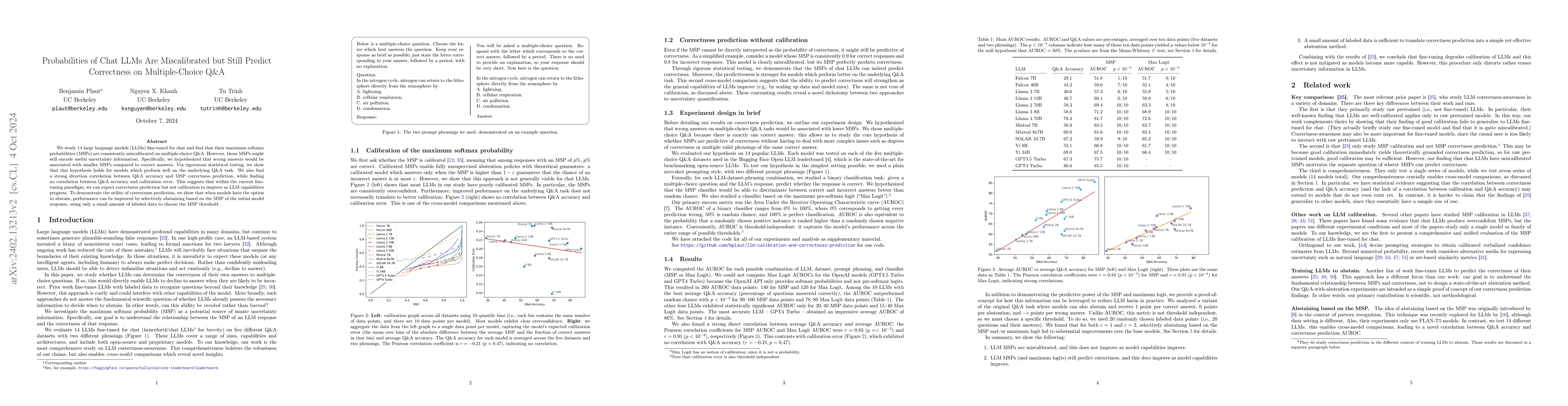 Thumbnail for Softmax Probabilities (Mostly) Predict Large Language Model Correctness
  on Multiple-Choice Q&A