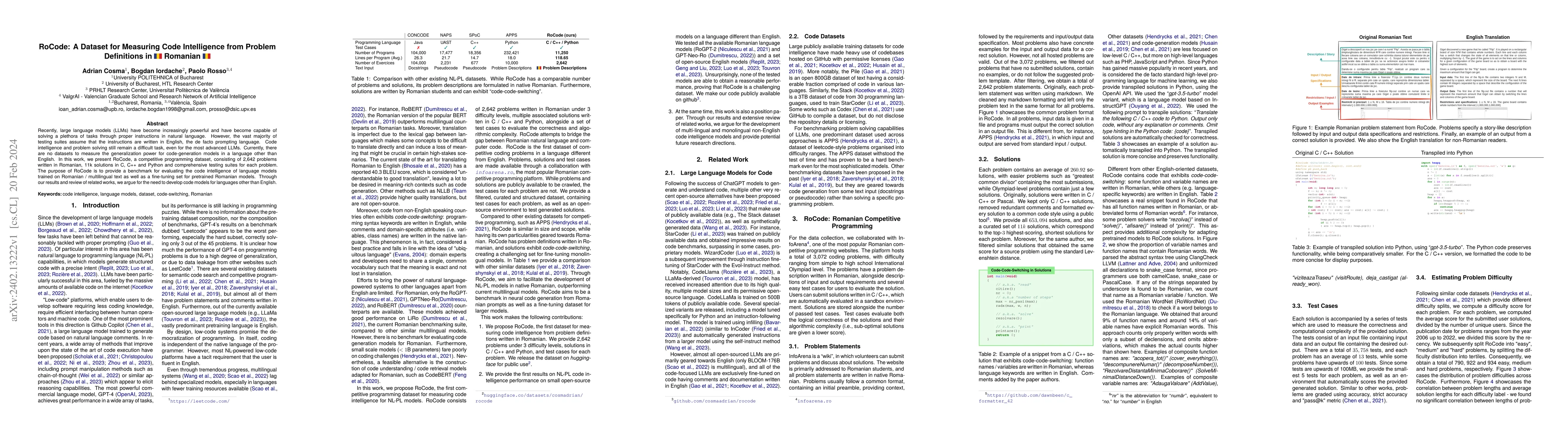 Thumbnail for RoCode: A Dataset for Measuring Code Intelligence from Problem
  Definitions in Romanian