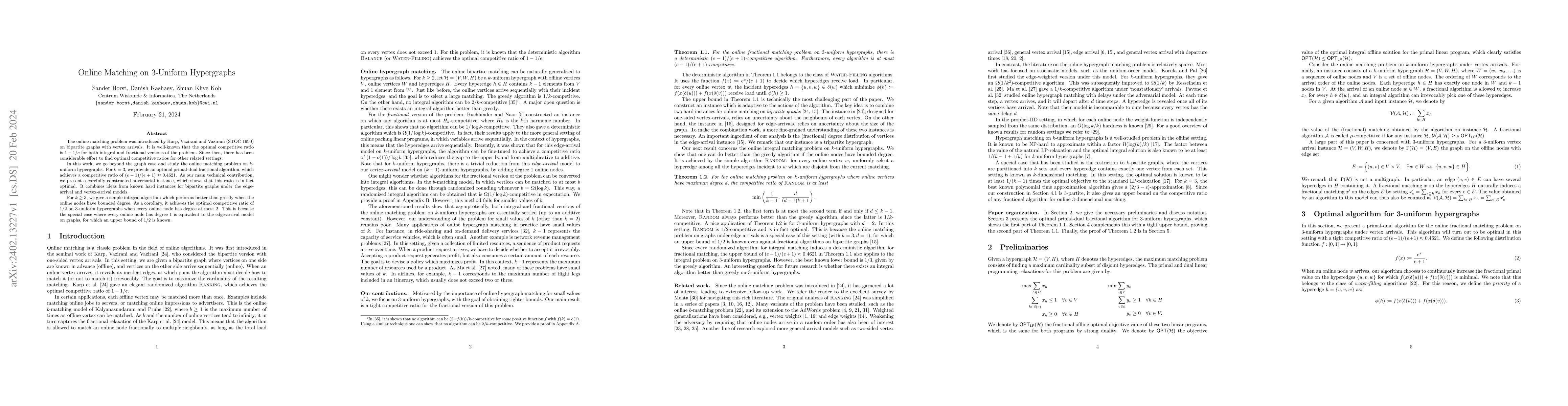 Thumbnail for Online Matching on $3$-Uniform Hypergraphs