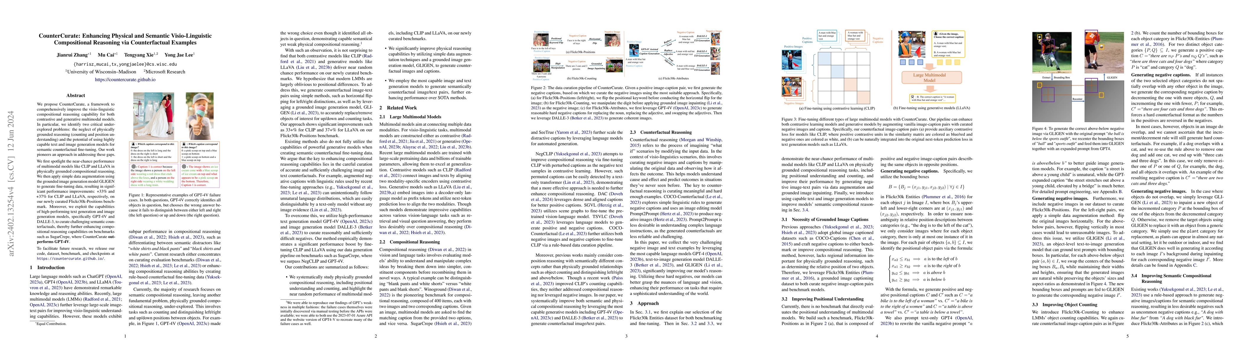Thumbnail for CounterCurate: Enhancing Physical and Semantic Visio-Linguistic
  Compositional Reasoning via Counterfactual Examples