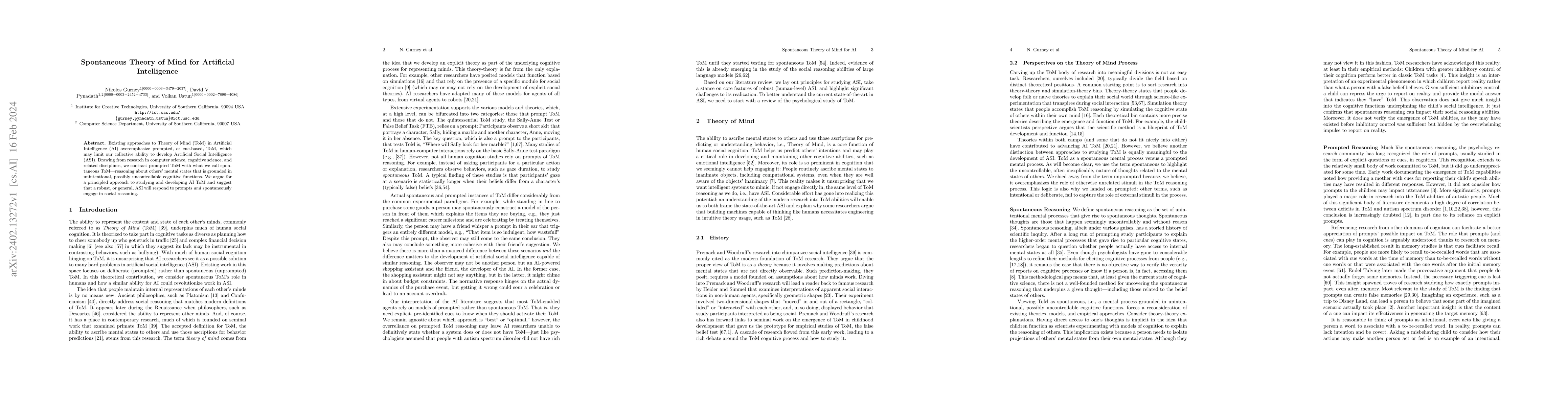 Thumbnail for Spontaneous Theory of Mind for Artificial Intelligence