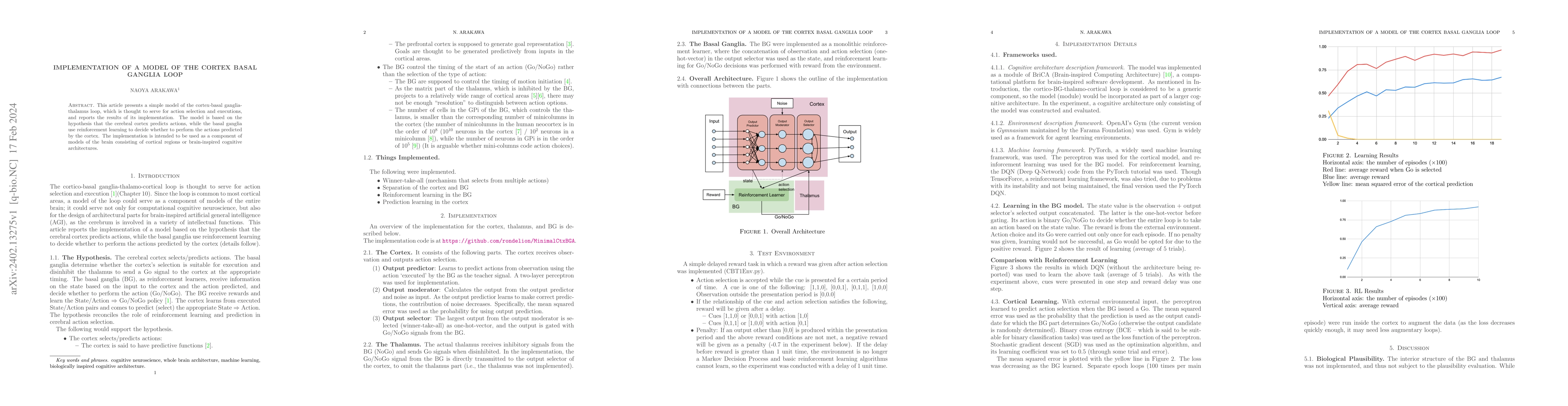Thumbnail for Implementation of a Model of the Cortex Basal Ganglia Loop