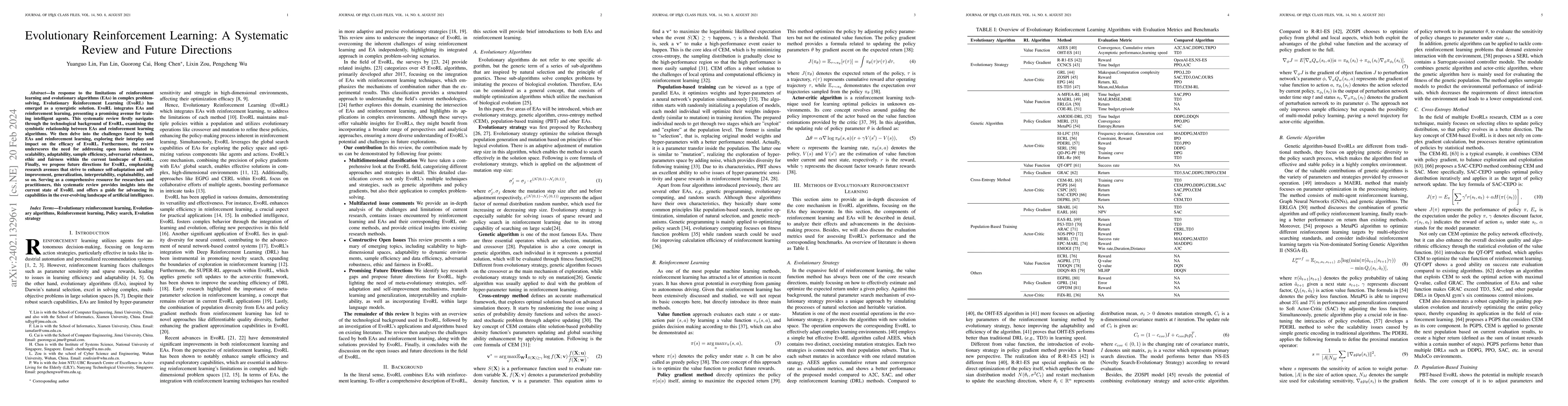 Thumbnail for Evolutionary Reinforcement Learning: A Systematic Review and Future
  Directions