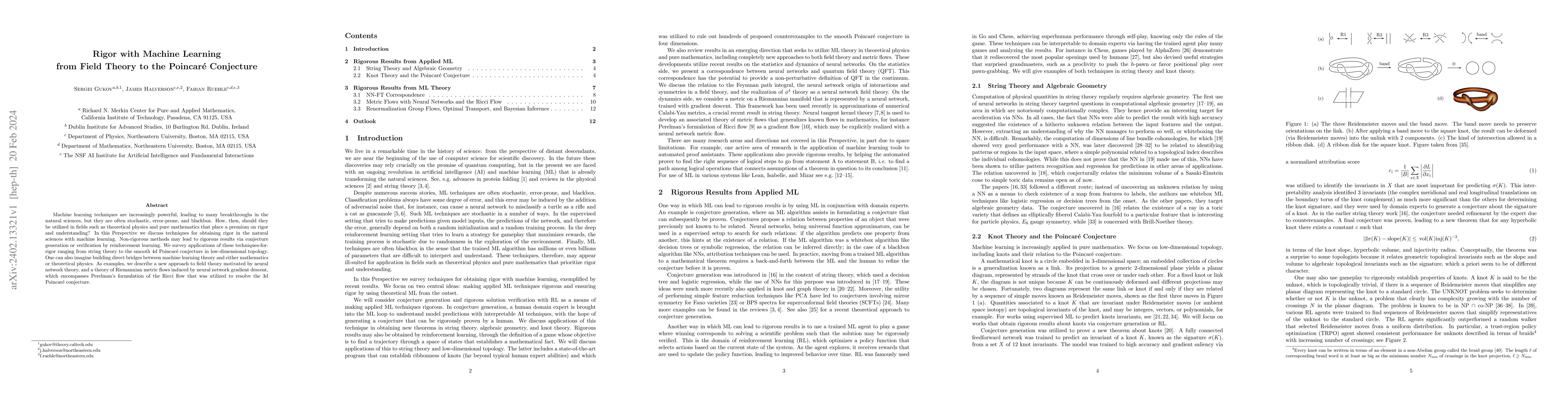 Thumbnail for Rigor with Machine Learning from Field Theory to the Poincar\'e
  Conjecture