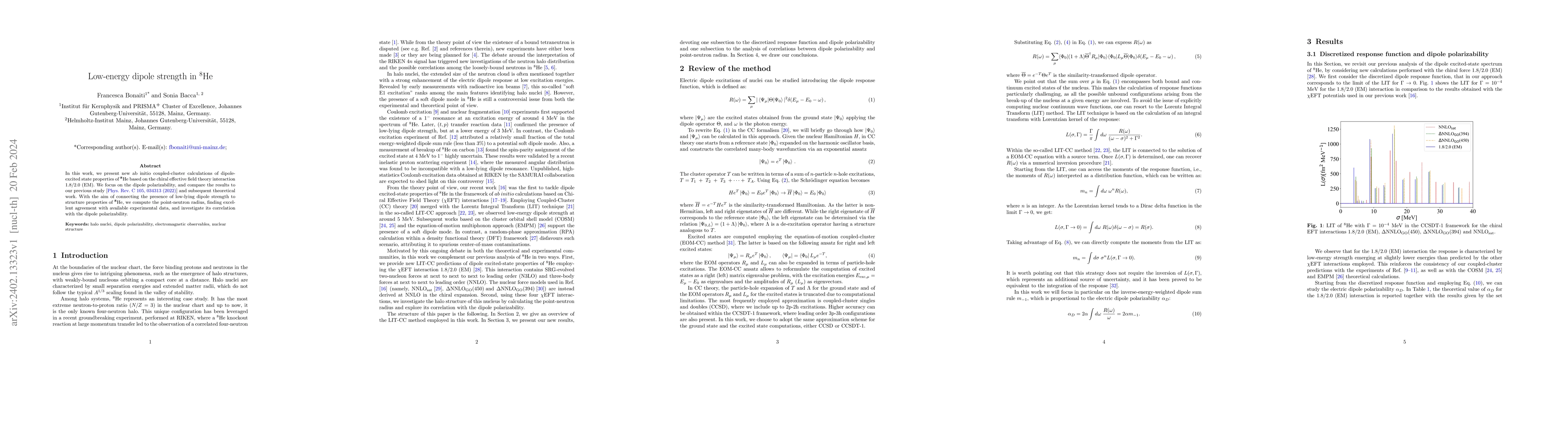 Thumbnail for Low-energy dipole strength in 8He