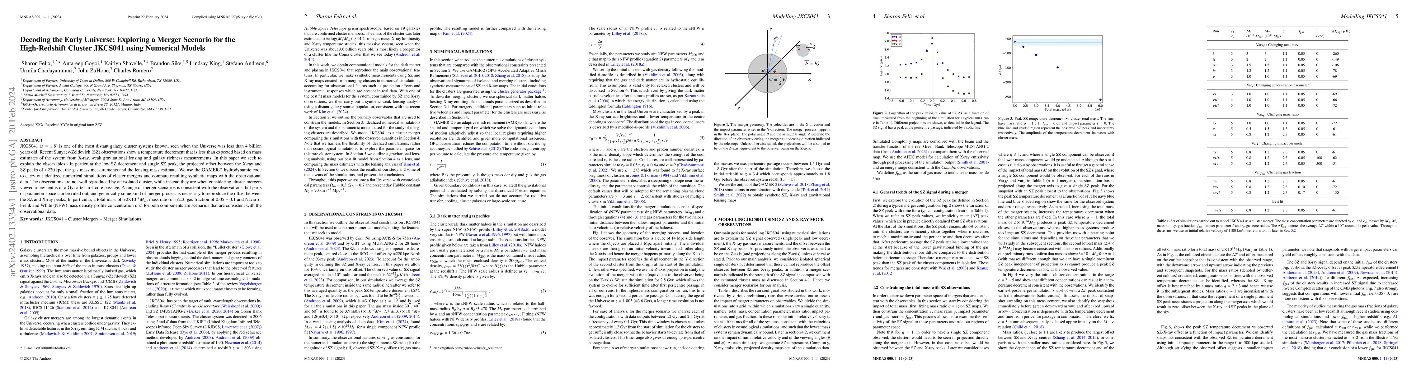 Thumbnail for Decoding the Early Universe: Exploring a Merger Scenario for the
  High-Redshift Cluster JKCS041 using Numerical Models