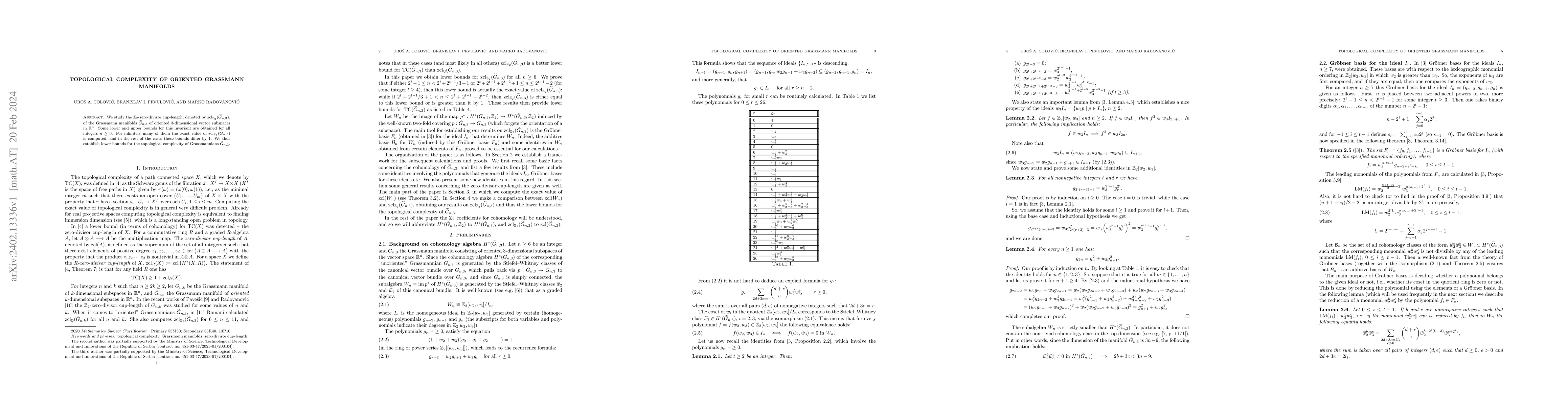 Thumbnail for Topological complexity of oriented Grassmann manifolds