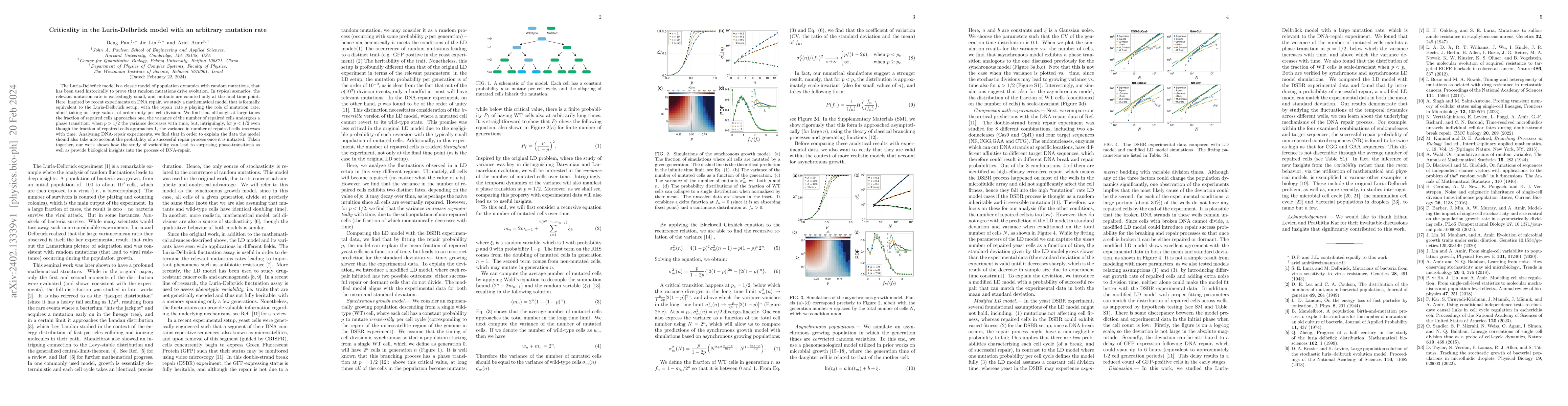 Thumbnail for Criticality in the Luria-Delbr\"uck model with an arbitrary mutation
  rate