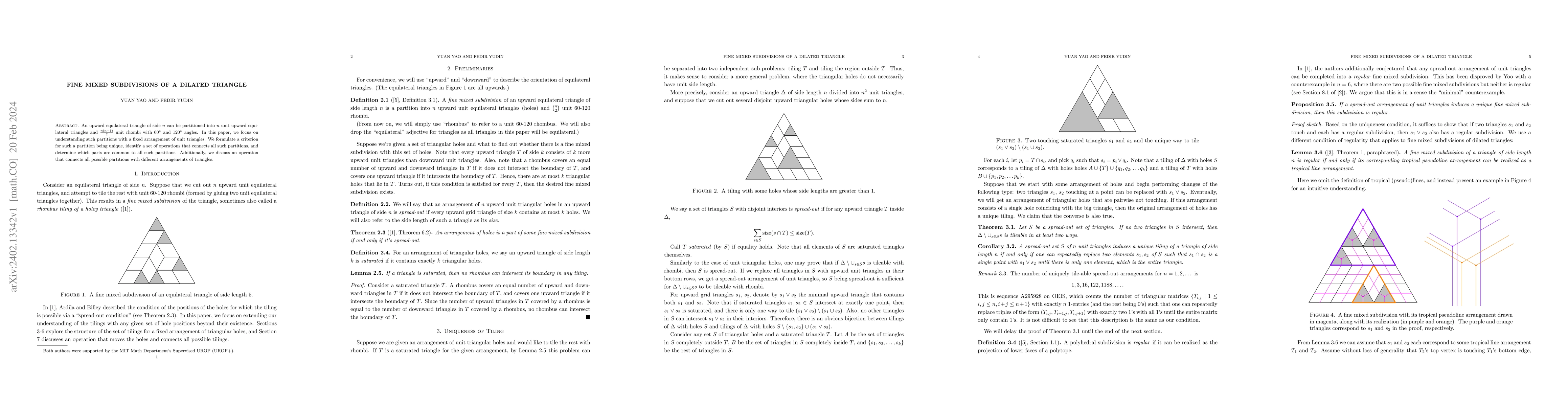 Thumbnail for Fine Mixed Subdivisions of a Dilated Triangle