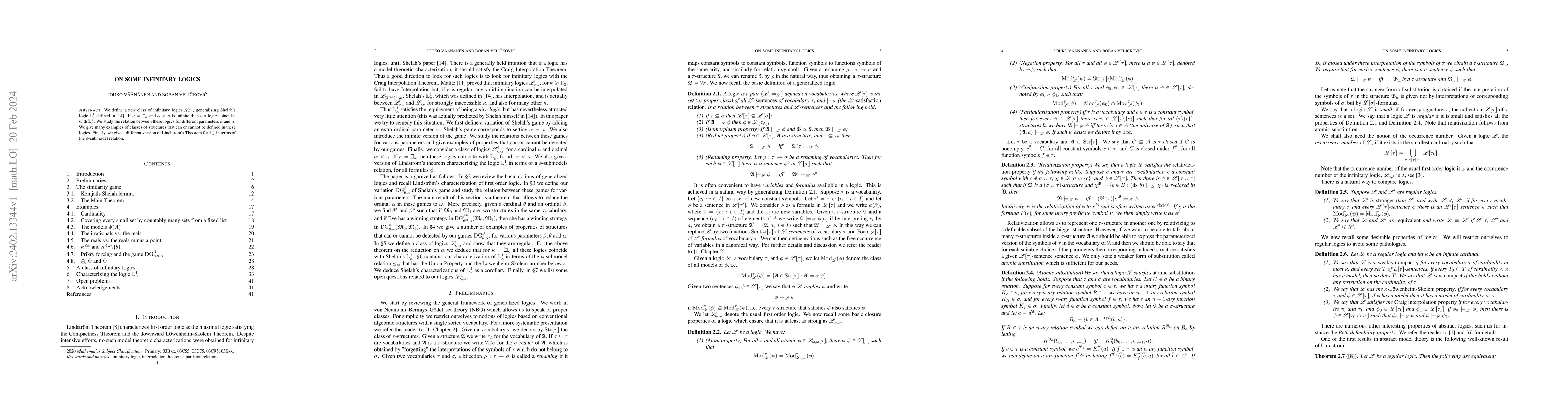 Thumbnail for On Some Infinitary Logics