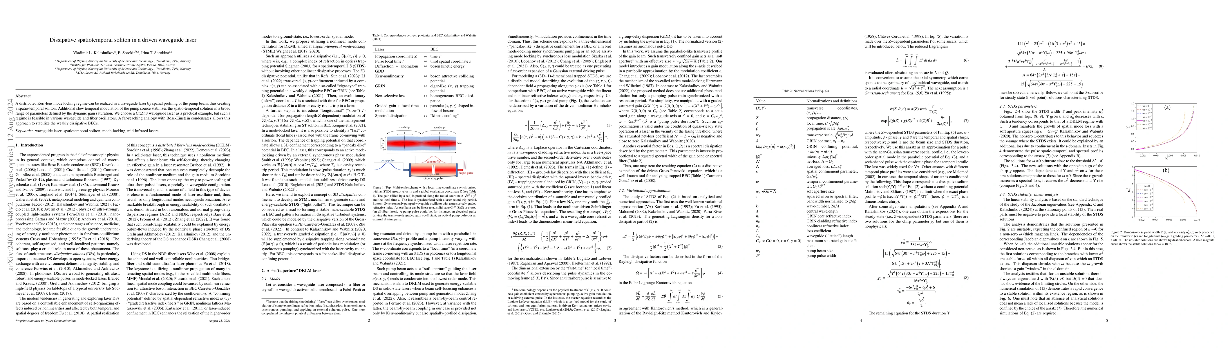 Thumbnail for Dissipative spatiotemporal soliton in a driven waveguide laser