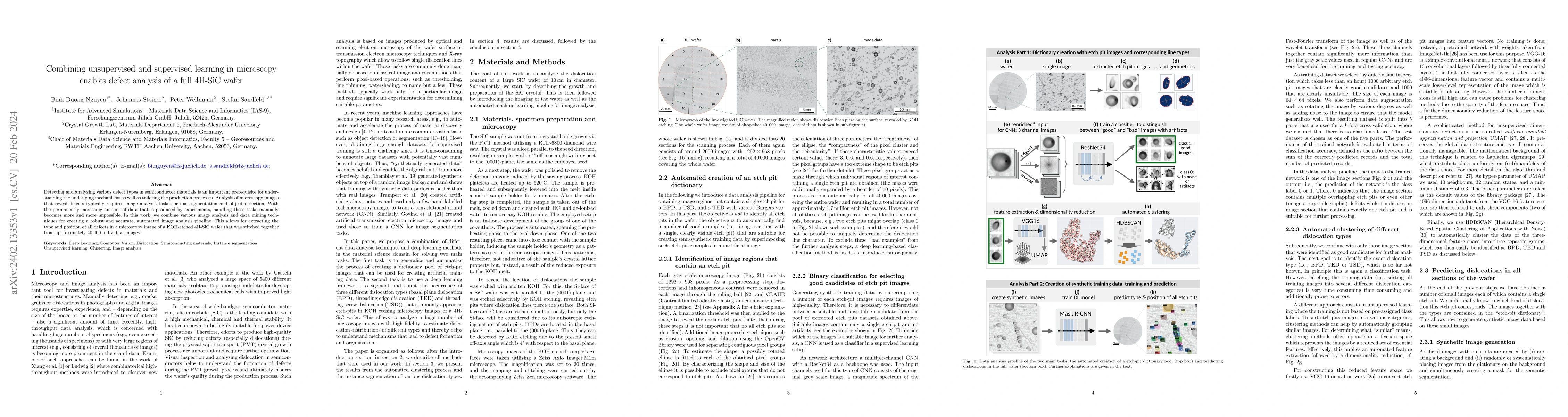 Thumbnail for Combining unsupervised and supervised learning in microscopy enables
  defect analysis of a full 4H-SiC wafer
