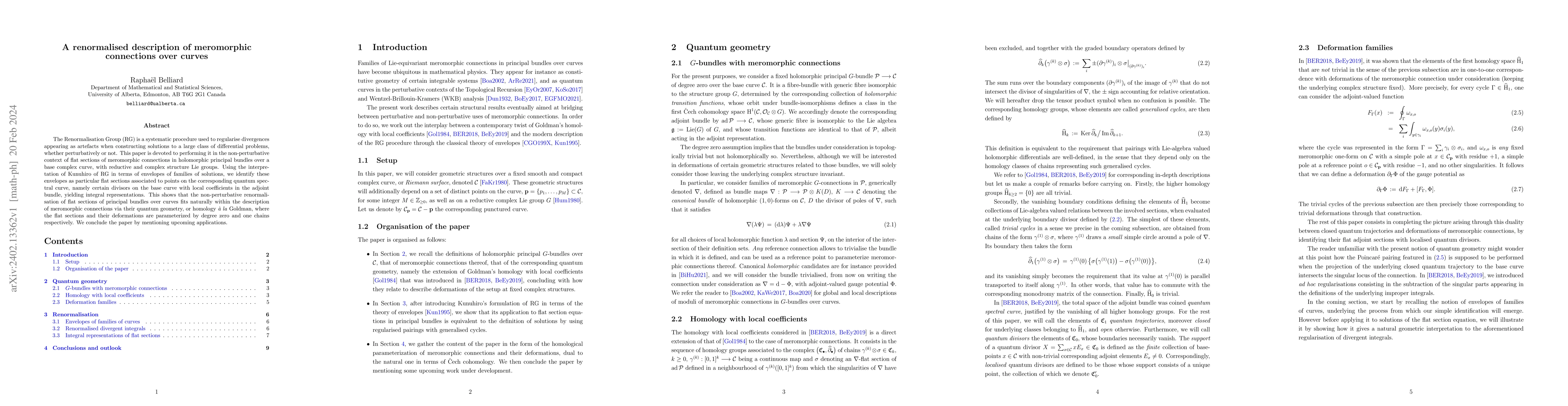 Thumbnail for A renormalised description of meromorphic connections over curves
