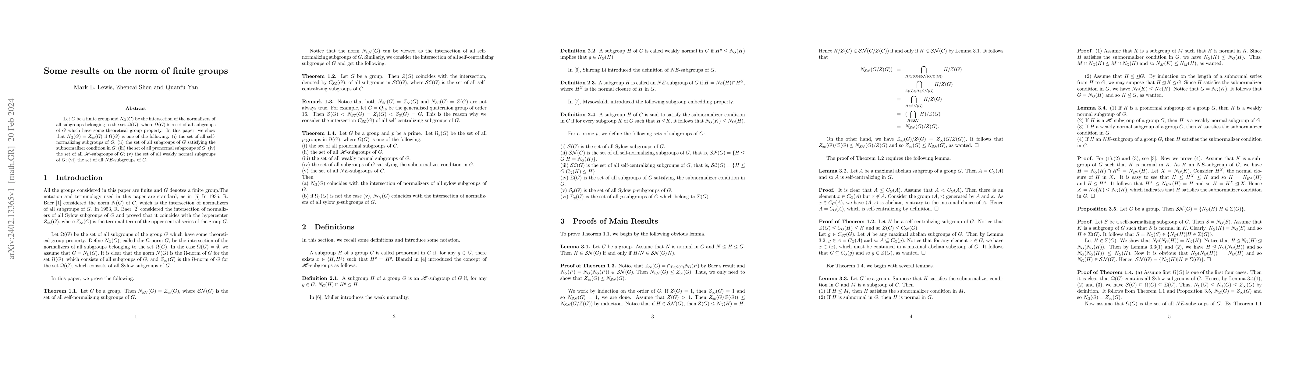 Thumbnail for Some results on the norm of finite groups