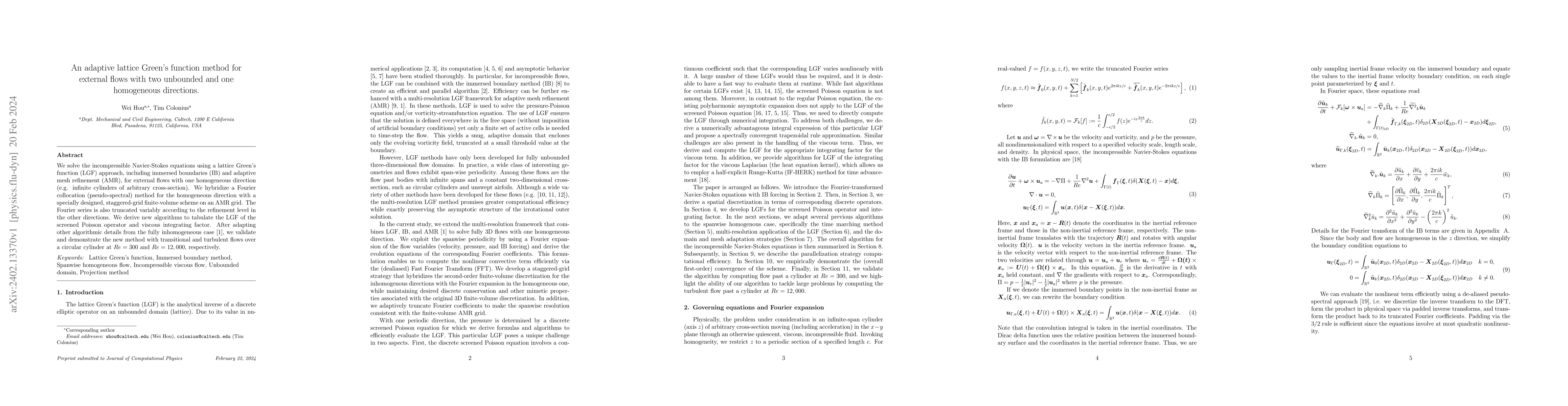 Thumbnail for An adaptive lattice Green's function method for external flows with two
  unbounded and one homogeneous directions