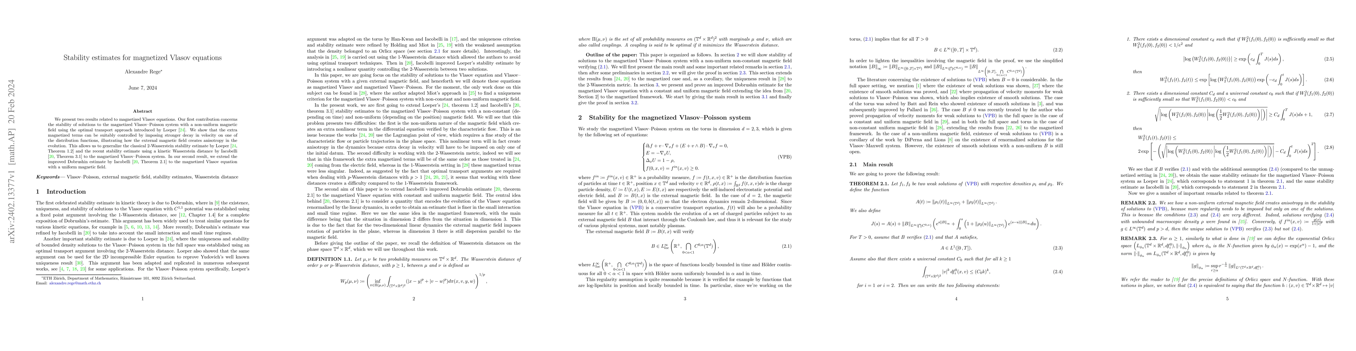 Thumbnail for Stability estimates for magnetized Vlasov equations