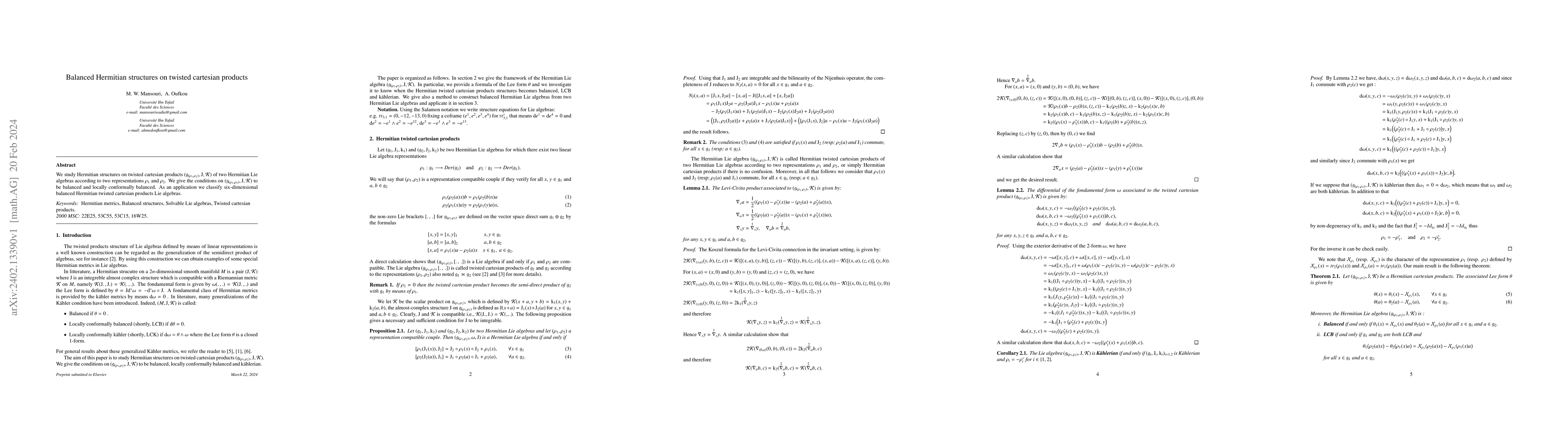 Thumbnail for Balanced Hermitian structures on twisted cartesian products
