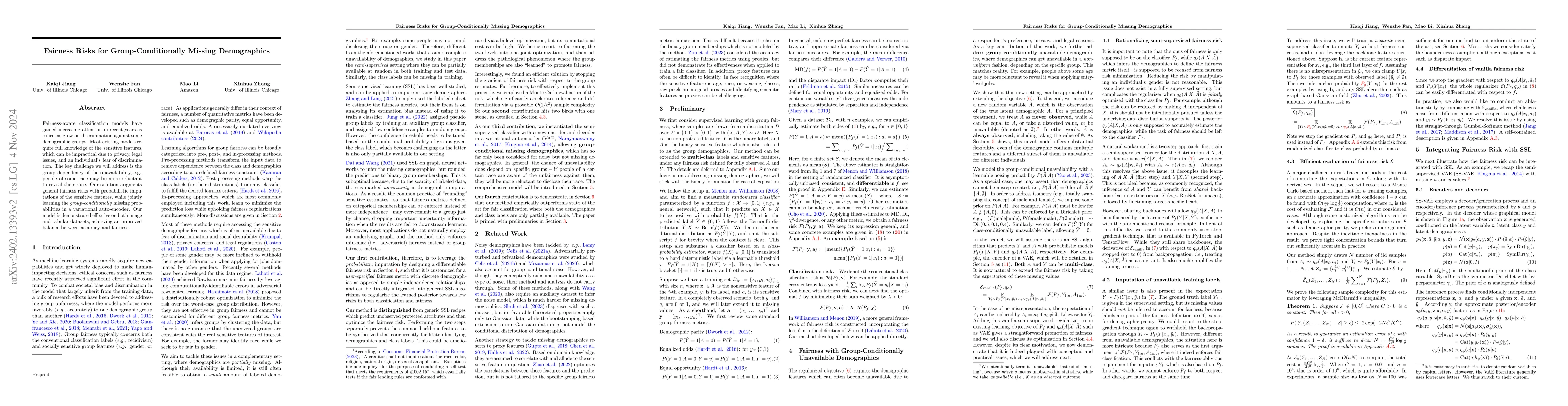 Thumbnail for Fairness Risks for Group-conditionally Missing Demographics