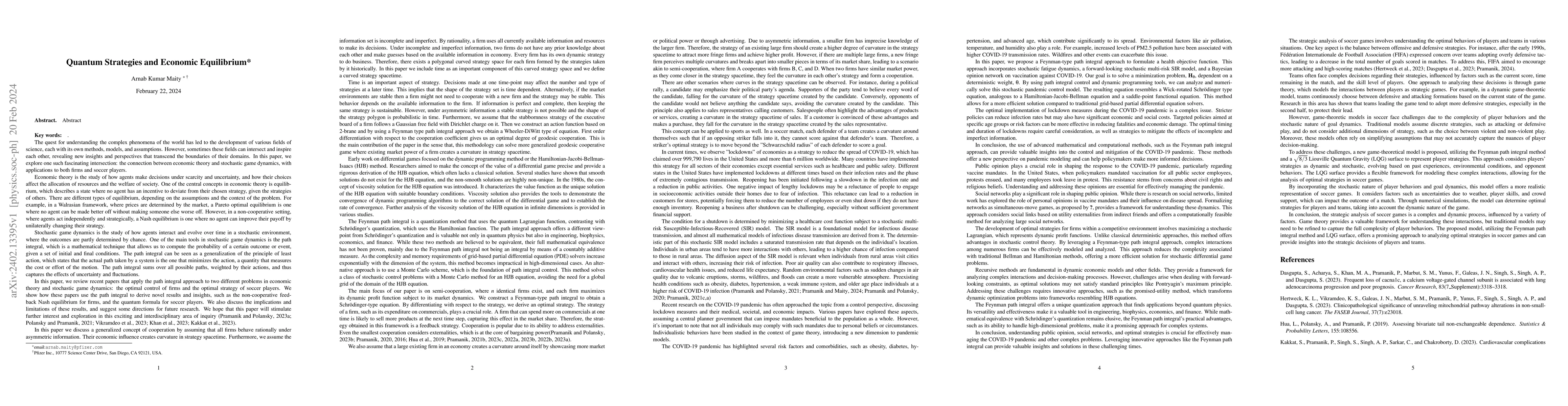 Thumbnail for Quantum Strategies and Economic Equilibrium