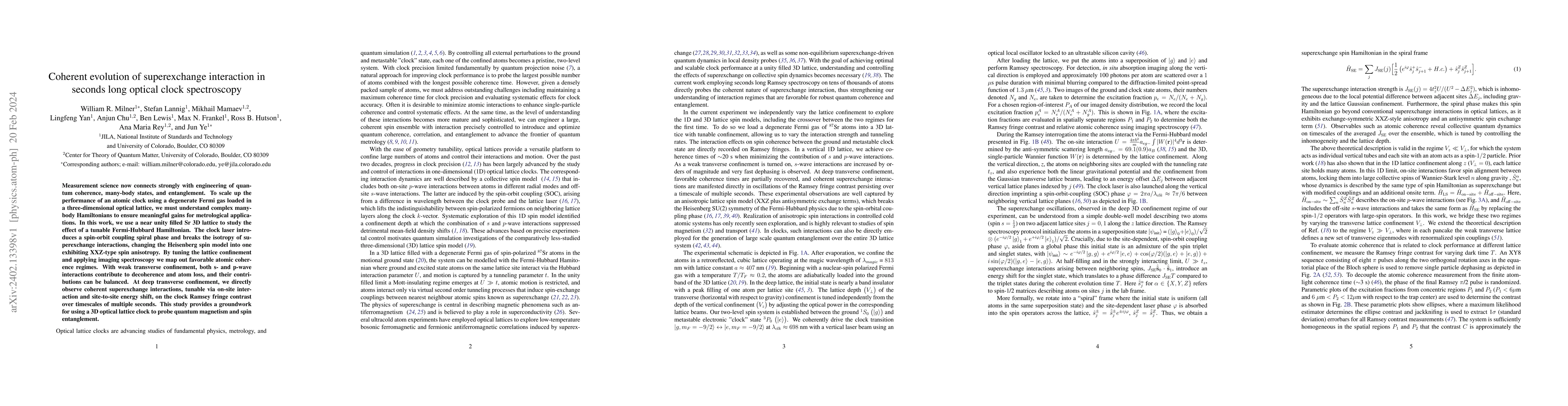 Thumbnail for Coherent evolution of superexchange interaction in seconds long optical
  clock spectroscopy