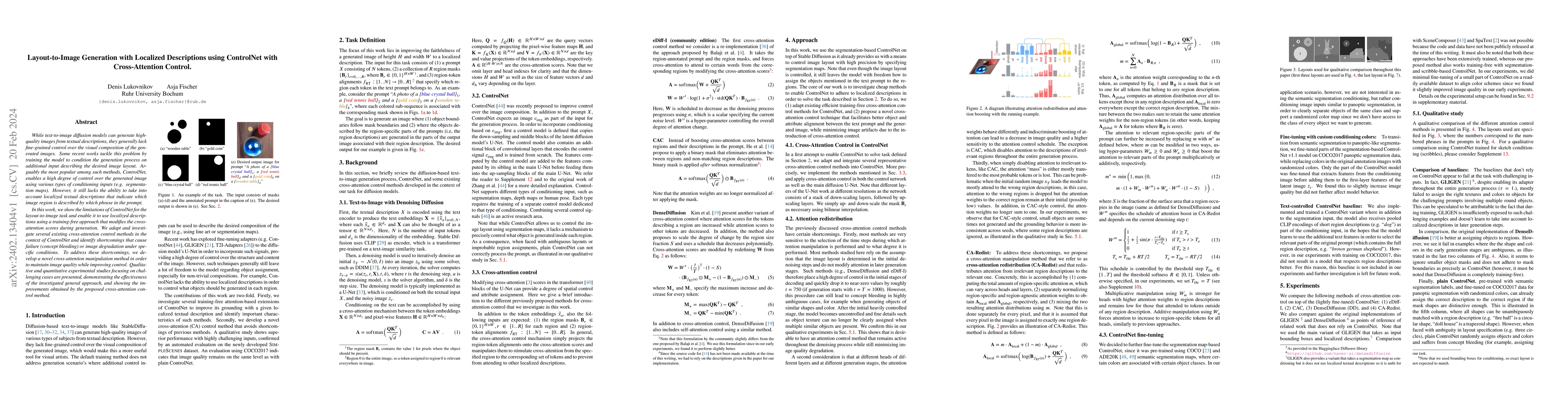 Thumbnail for Layout-to-Image Generation with Localized Descriptions using ControlNet
  with Cross-Attention Control