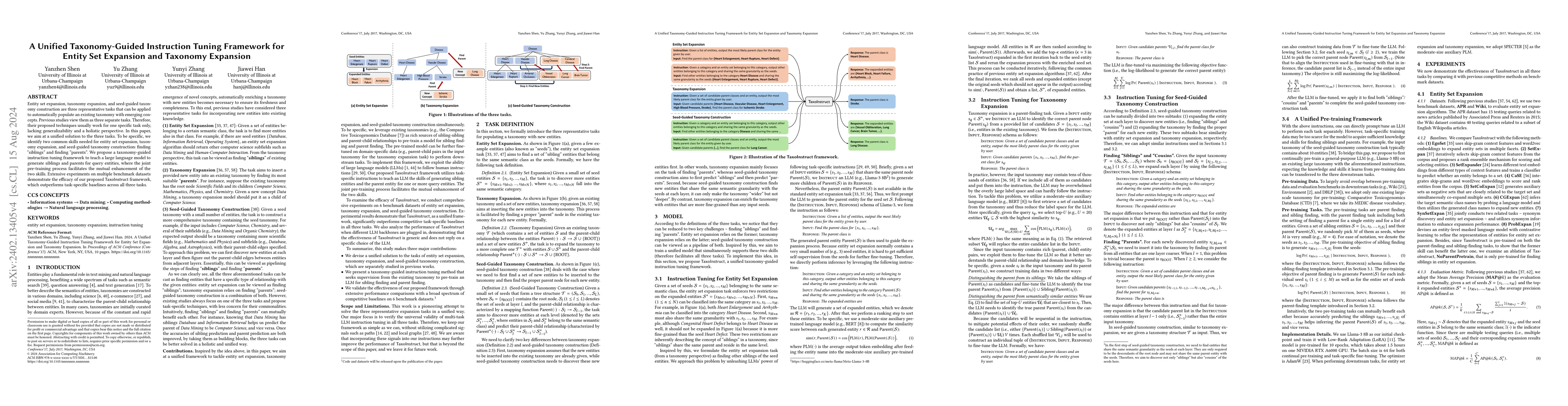 Thumbnail for A Unified Taxonomy-Guided Instruction Tuning Framework for Entity Set
  Expansion and Taxonomy Expansion