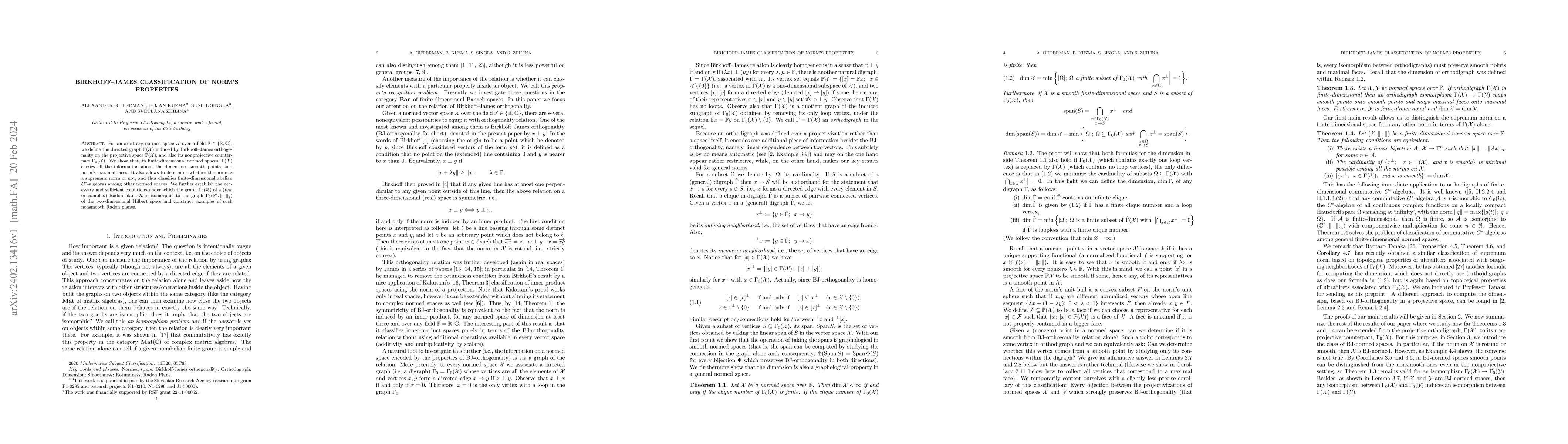 Thumbnail for Birkhoff-James classification of norm's properties