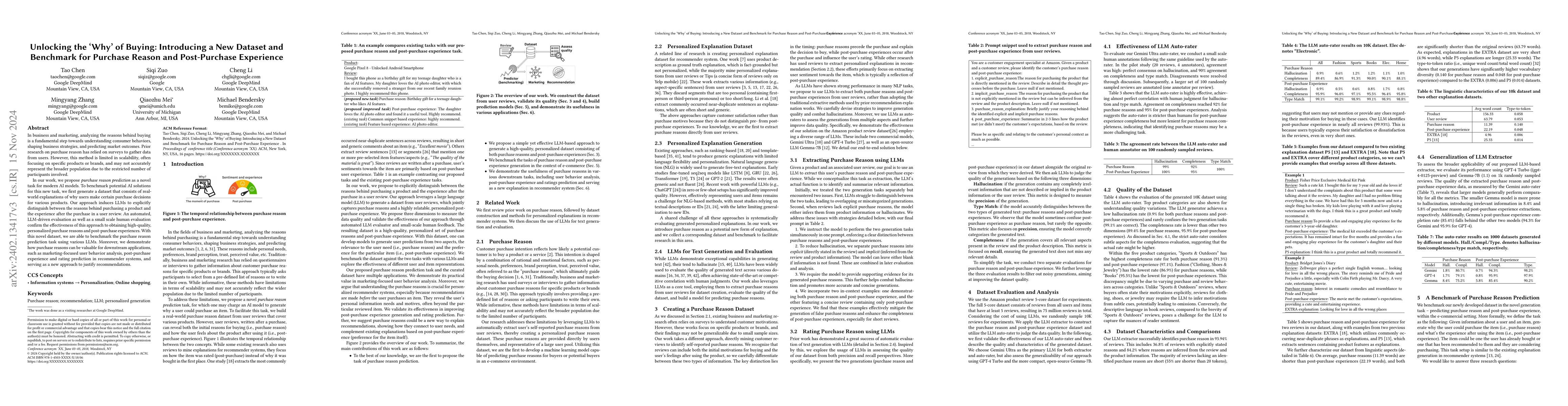 Thumbnail for Unlocking the `Why' of Buying: Introducing a New Dataset and Benchmark
  for Purchase Reason and Post-Purchase Experience