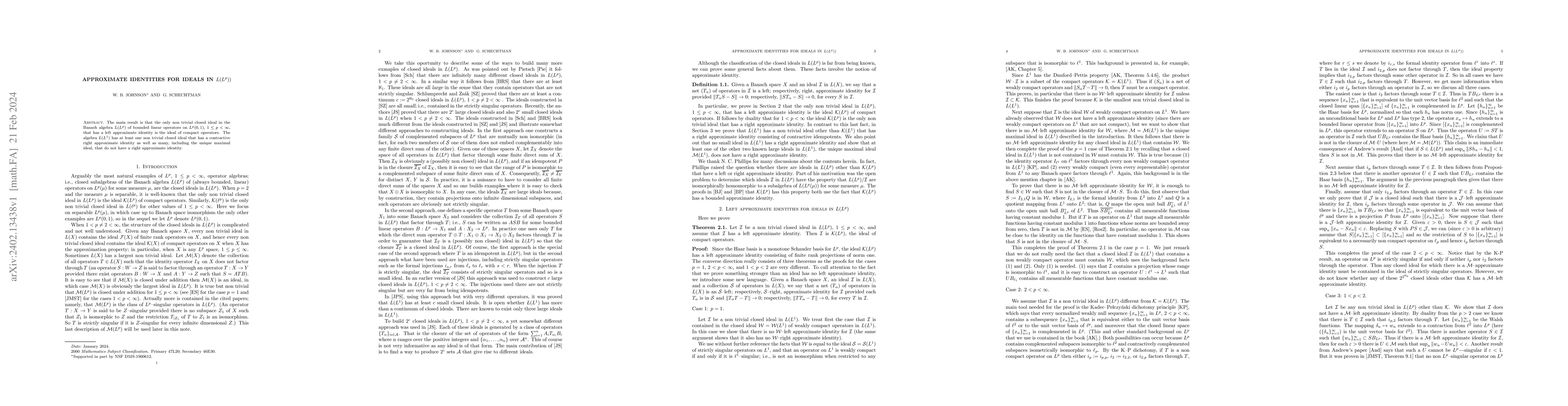Thumbnail for Approximate identities for Ideals in $L(L^p))$