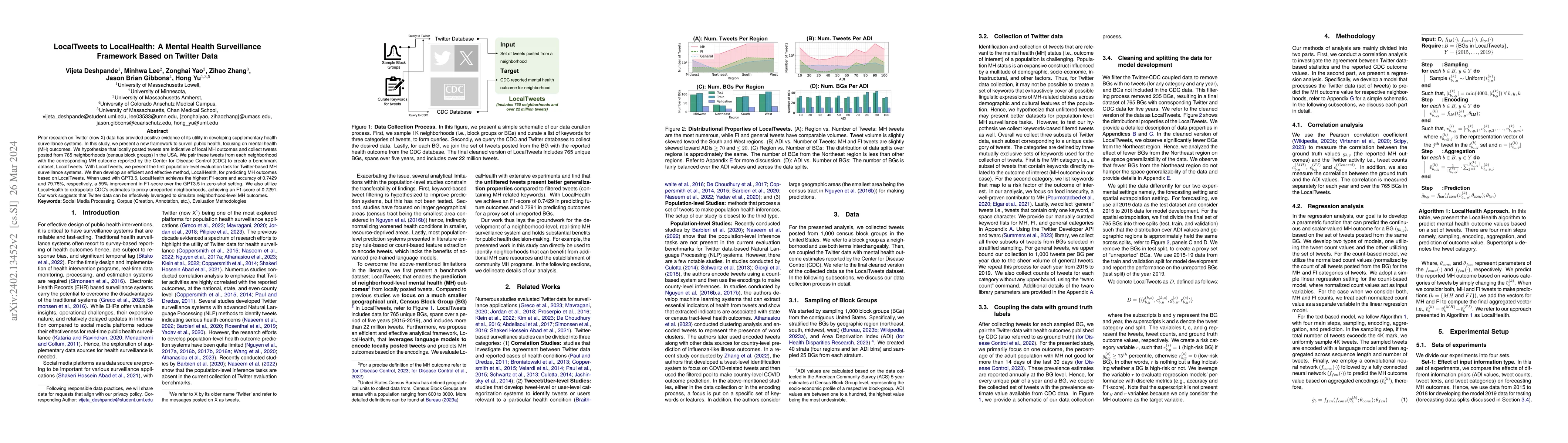 Thumbnail for LocalTweets to LocalHealth: A Mental Health Surveillance Framework Based
  on Twitter Data