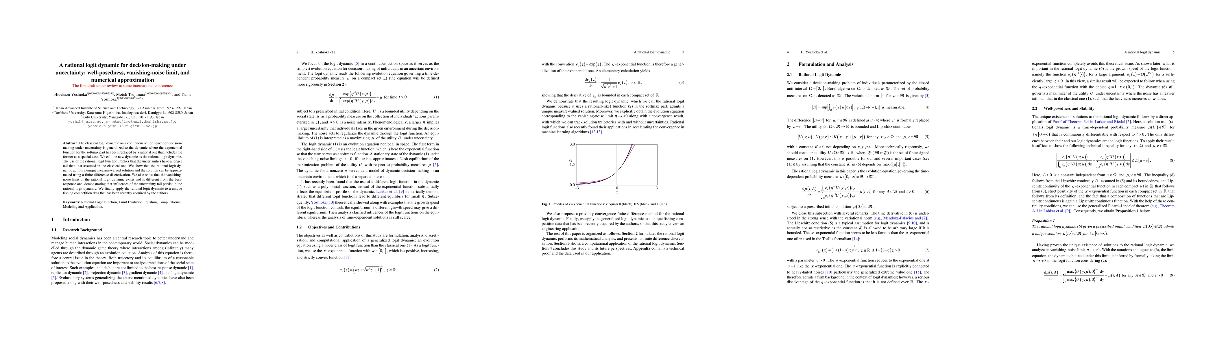 Thumbnail for A rational logit dynamic for decision-making under uncertainty:
  well-posedness, vanishing-noise limit, and numerical approximation