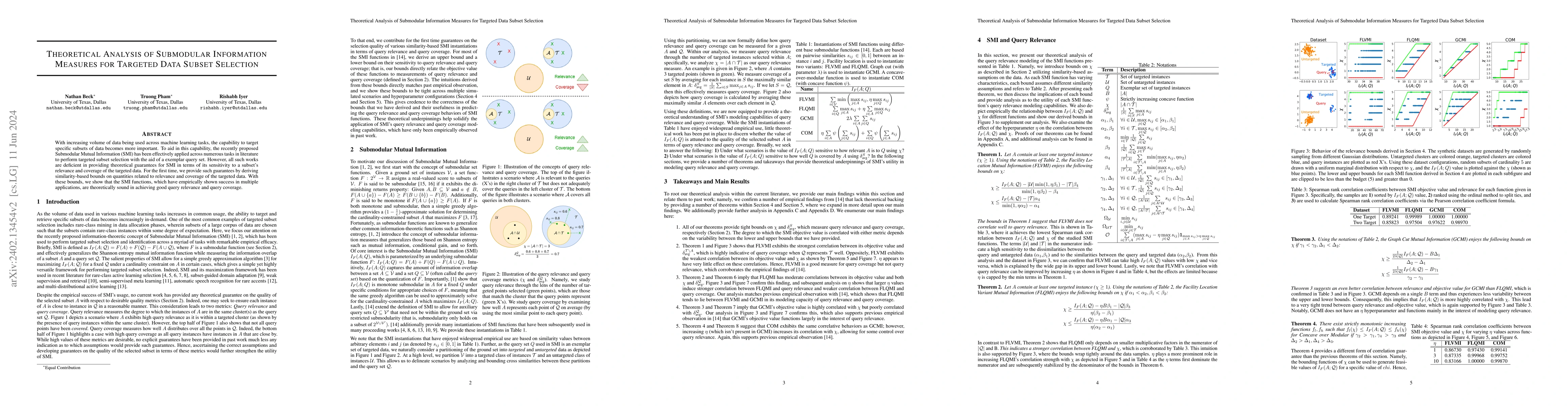 Thumbnail for Theoretical Analysis of Submodular Information Measures for Targeted
  Data Subset Selection