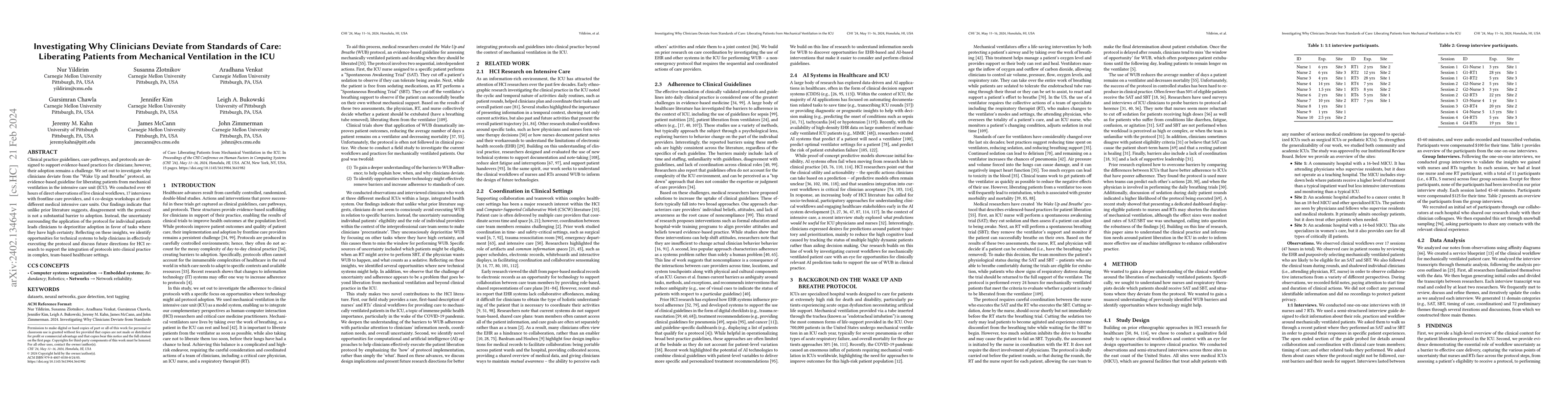 Thumbnail for Investigating Why Clinicians Deviate from Standards of Care: Liberating
  Patients from Mechanical Ventilation in the ICU