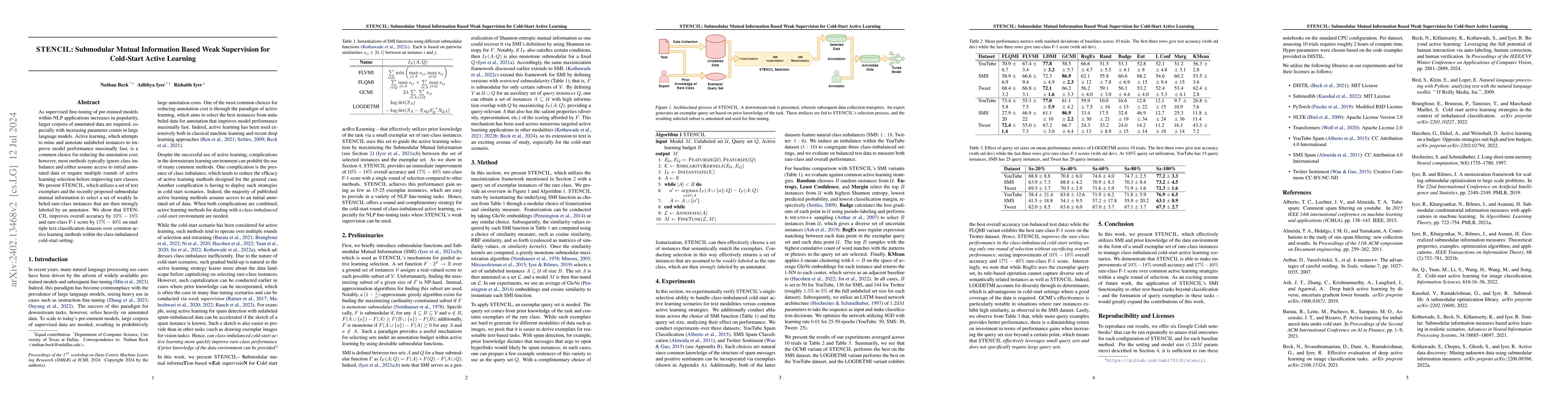 Thumbnail for STENCIL: Submodular Mutual Information Based Weak Supervision for
  Cold-Start Active Learning
