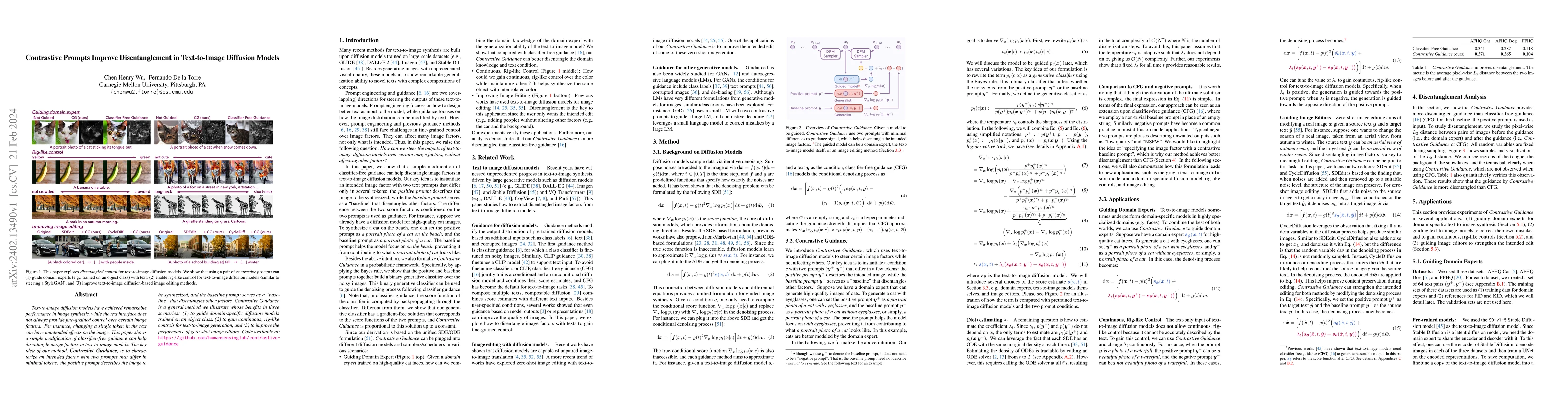 Thumbnail for Contrastive Prompts Improve Disentanglement in Text-to-Image Diffusion
  Models